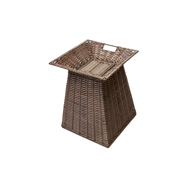 PWSB43 CH with PWST45 CH square polywicker display stand tray outset chocolate.png