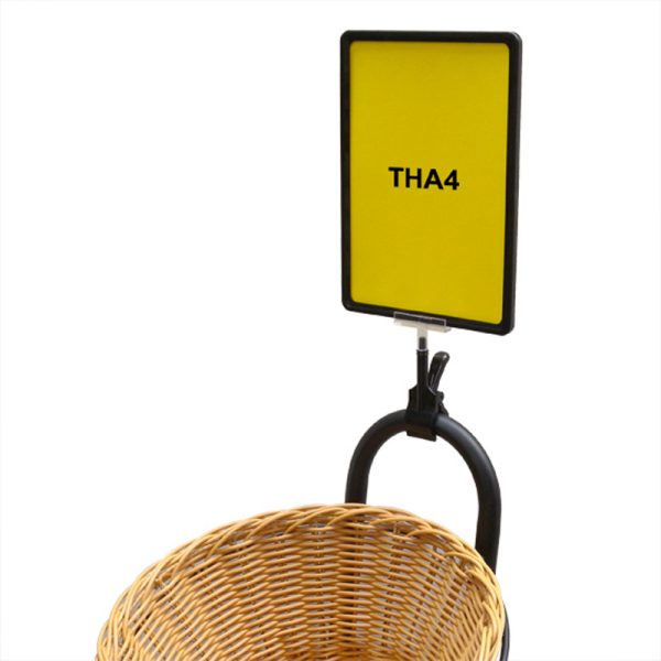 THA4 A4 size ticket holder with clamp on Basket Stand.jpg