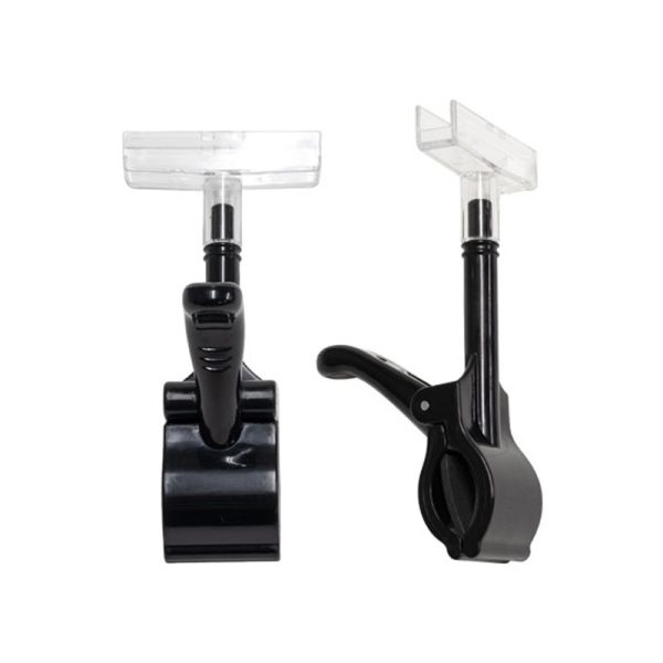 THC BK PoP Clip 140mm thumb clamp with signage frame clip front and side view black.jpg