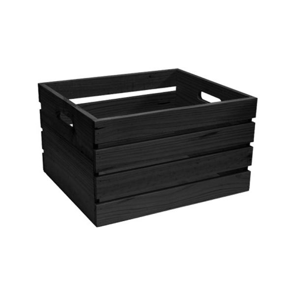 WC434 BK premium slat wall wooden crate 400x340x230mm black.jpg