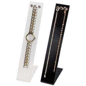 ABS3F & ABS3B - acrylic bracelet / watch / necklace displays - 3-hook - upright - frosted & black
