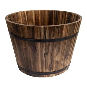 BAR500-DS - large wooden barrel - 500mm diameter x 370mm height - dark stain
