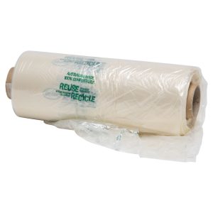 FVCGB-CLR - clear compostable gusset produce bags - 38mm core - 370 x 400mm
