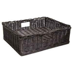 PWB54REV-CH - double-sided / reversible Polywicker basket - 500 x 400 x 165mm - chocolate - 95mm deep side up
